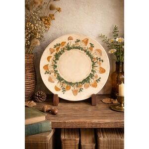 Vintage 1978 Studio Pottery Mushroom Plate Woodland Cottagecore